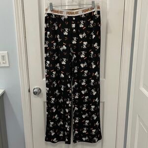 Peanuts Snoopy and Woodstock mummy Halloween Black Pajama pants size L NWT